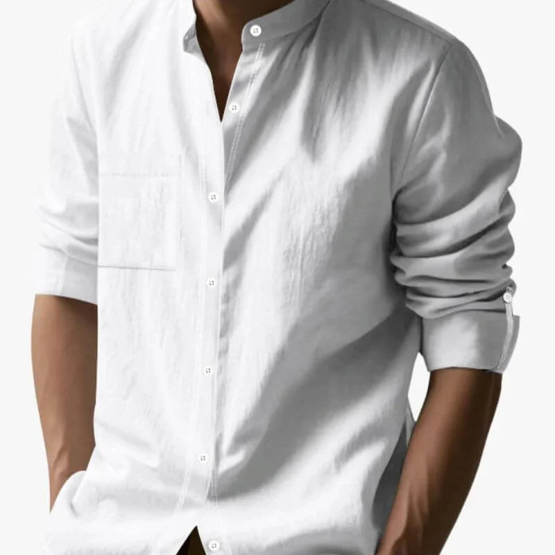 Linen Mandarin Collar Shirt