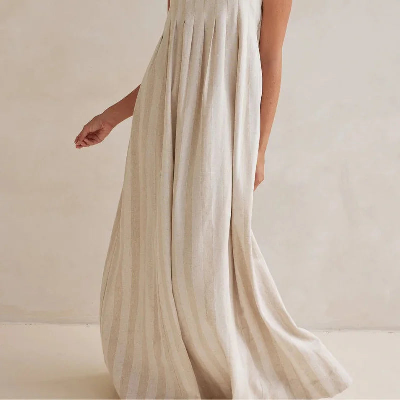 Halter Neck Striped Maxi Dress