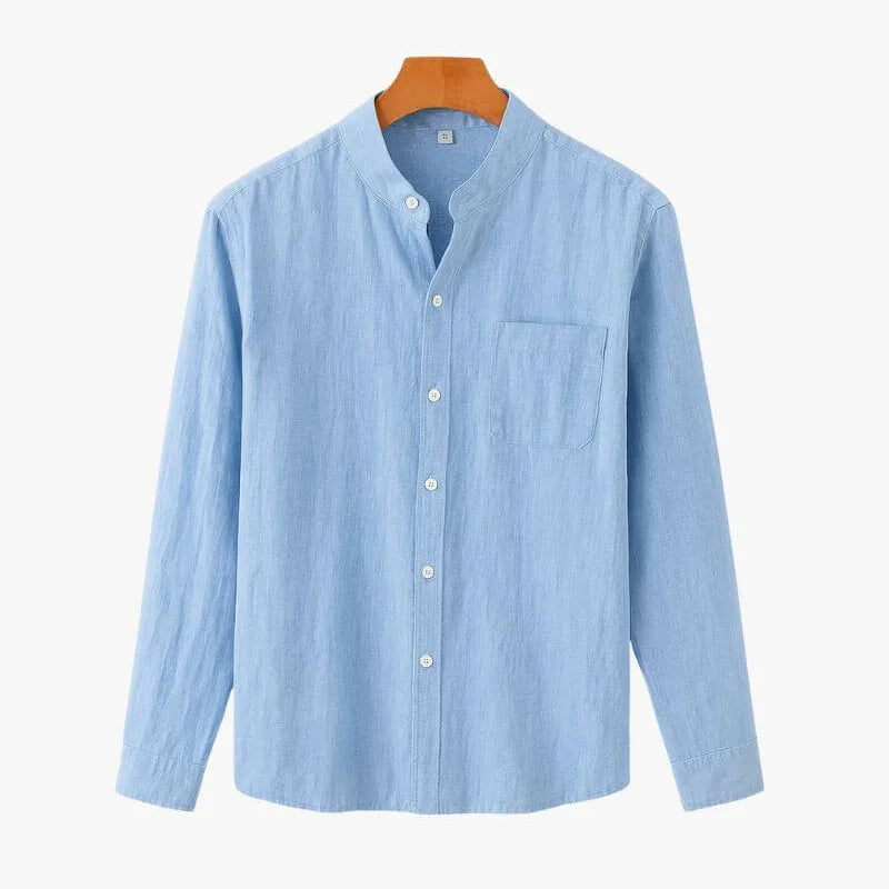 Linen Mandarin Collar Shirt