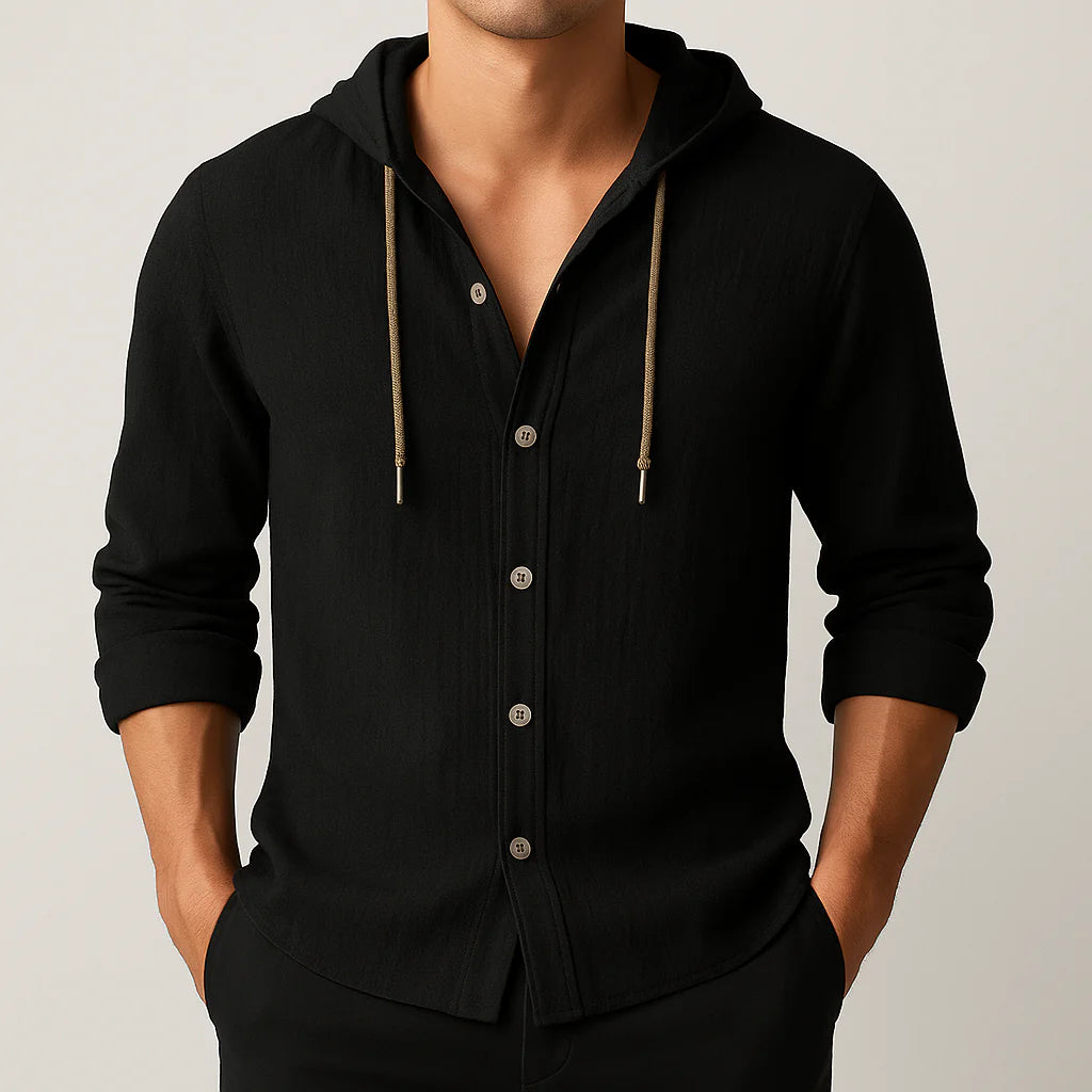 Marino Linen Hooded Shirt