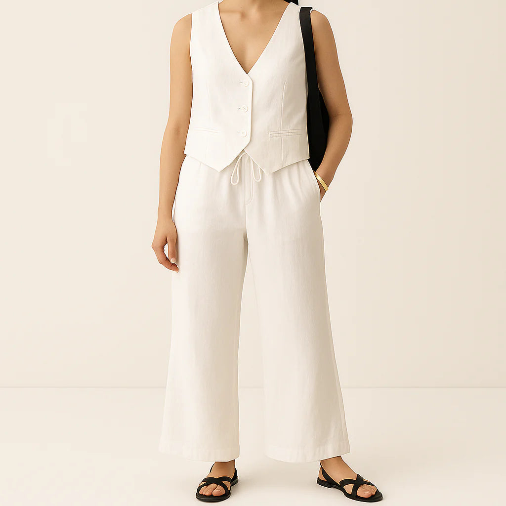 Bianca Linen Vest Set