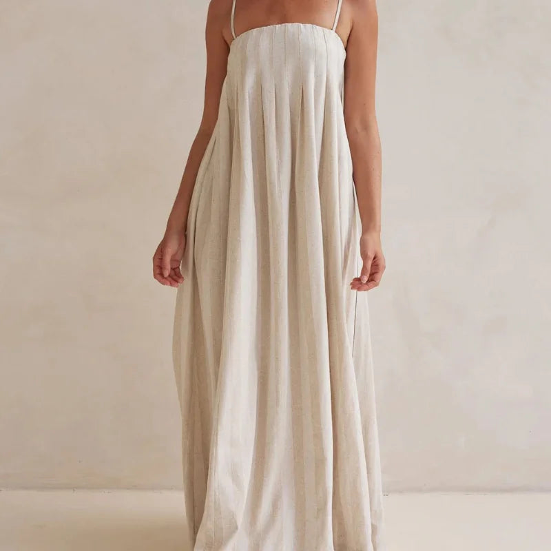 Halter Neck Striped Maxi Dress