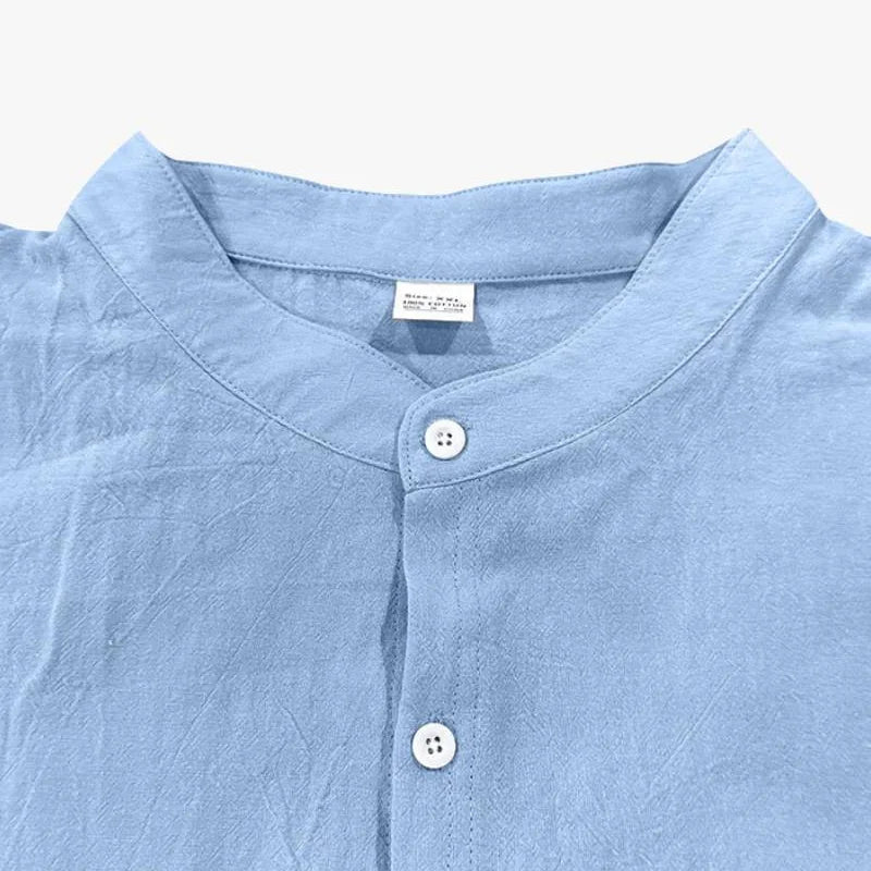 Linen Mandarin Collar Shirt