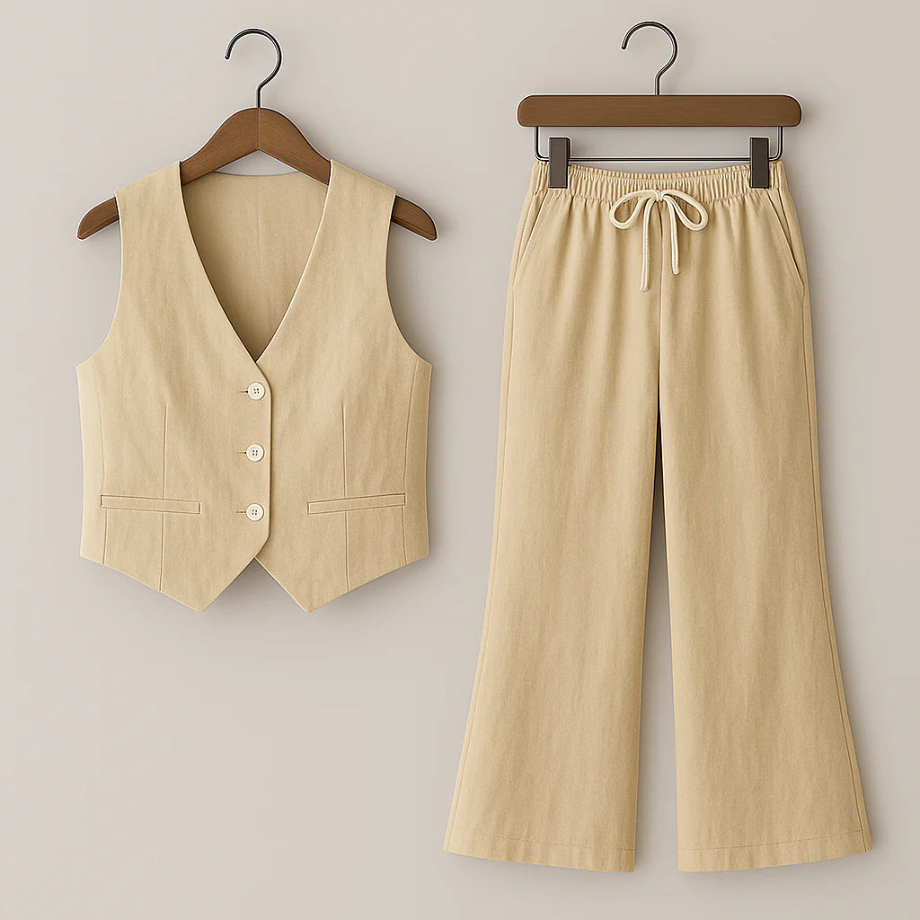 Bianca Linen Vest Set