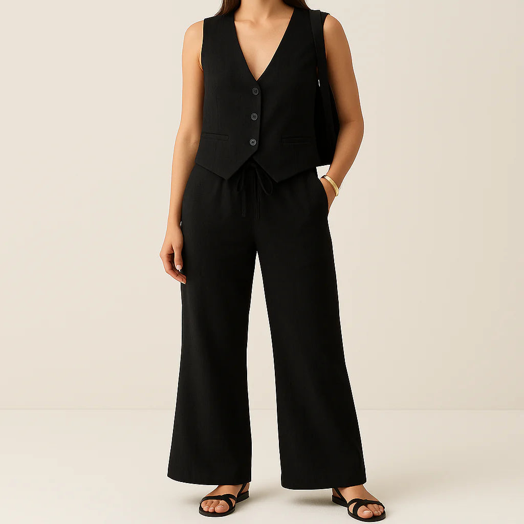 Bianca Linen Vest Set