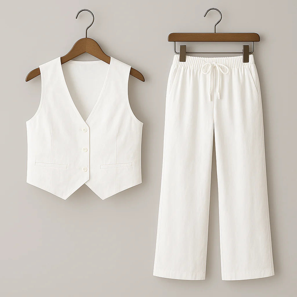 Bianca Linen Vest Set